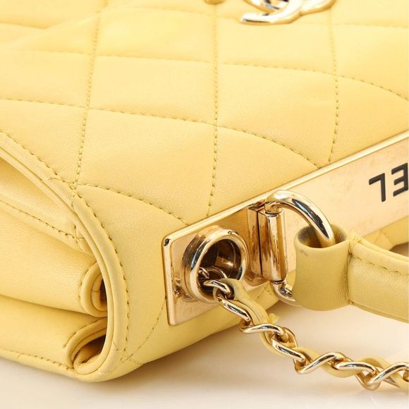 Chanel Trendy CC Top Handle Bag Quilted Lambskin Small Yellow - Picture 7 of 8